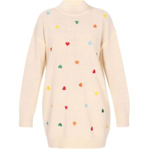 MYMO Gebreide jurk  blauw / geel / lichtroze / offwhite