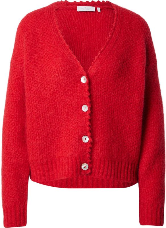 Rich & Royal - Gebreid Vest - Rood - V-hals - Lange Mouw