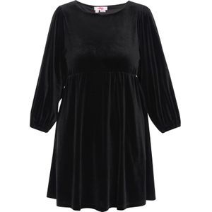 MYMO - Jurk - Zwart - Fluweel/Nicky Velours - Kort/Mini - Driekwart Mouw