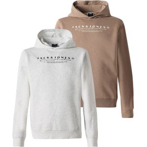 JACK & JONES Sweatshirt 'JCOPOINT'  lichtbruin / wit gemêleerd