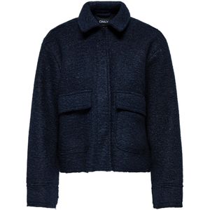 Only - Onlsanne Boucle Short Jacket - Damesjas - Diepblauw - Regular Fit