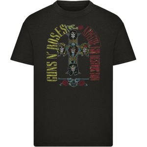 F4NT4STIC Shirt 'Guns N' Roses Skull Rock Band Merch'  geel / petrol / rood / zwart