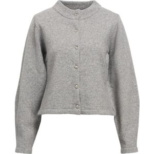 OBJECT Gebreid vest  grijs gemêleerd