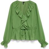 Blouse - V-Hals - Lange Mouwen - Ruches - Regular Fit