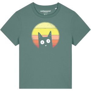 Watapparel Shirt 'Sunset Cat'  geel / groen / rood / wit