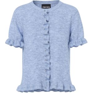 Pclydia - Gebreid Vest - Regular-fit - Korte Mouwen - Ronde Hals - Met Ruches