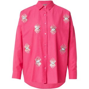 olalook Blouse  lichtblauw / fuchsia / zwart / wit