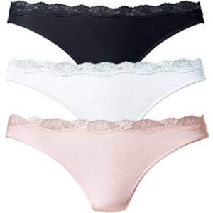 LASCANA String  rosa / zwart / wit