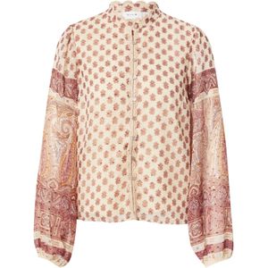 VILA Blouse 'VIPRAYA LYRIDA'  ecru / cognac / lichtlila