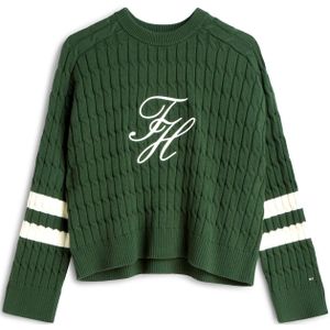 TOMMY HILFIGER Trui  donkergroen / natuurwit