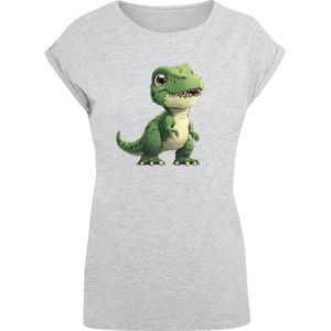 F4NT4STIC Shirt 'Süßer grüner Dino'  lichtgrijs / gemengde kleuren