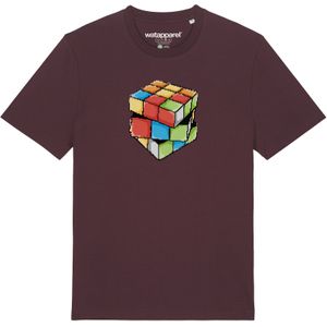Watapparel Shirt 'Pixel Zauberwürfel'  gemengde kleuren / donkerrood