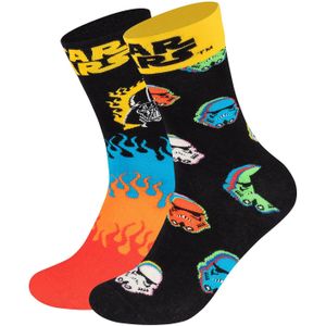 Happy Socks Sokken 'Star Wars™ Darth Vader and Stormtrooper'  neonblauw / citroen / kreeft / zwart