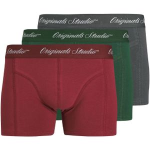 JACK & JONES Boxershorts 'JACNORREBRO'  grijs / donkergroen / rood