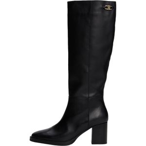 Tommy Hilfiger - STACKED HEEL LEATHER LONG BOOT - Kuitlaarzen - Zwart