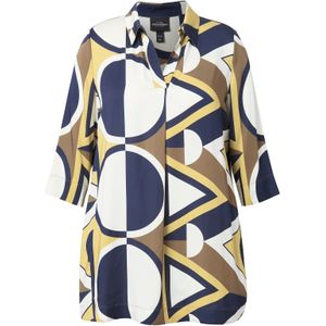 Ulla Popken Tuniek  marine / bruin / citroen / wit