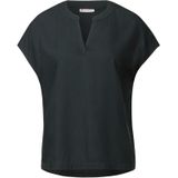 STREET ONE - Blouse - Pine grove green - Korte Mouwen - Hals met Split