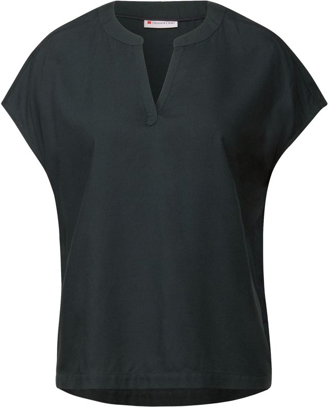 STREET ONE - Blouse - Pine grove green - Korte Mouwen - Hals met Split