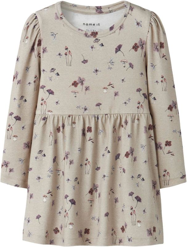 Jerseyjurken - Regular Fit Jurk - Ribgebreid - Lange Mouwen - All-over Print