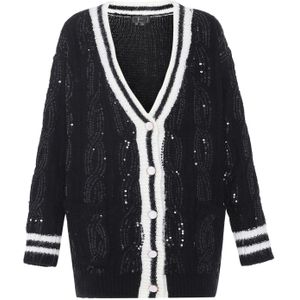 faina Gebreid vest  zwart / wit