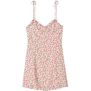 Bershka Zomerjurk  crème / olijfgroen / pink / lichtroze