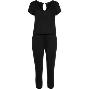 Jumpsuit - Zwart - V-hals - Korte Mouwen - Steekzakken