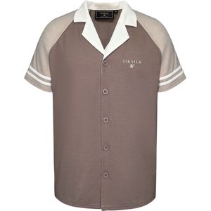SikSilk Overhemd 'Retro Resort'  beige / lichtbruin / wit