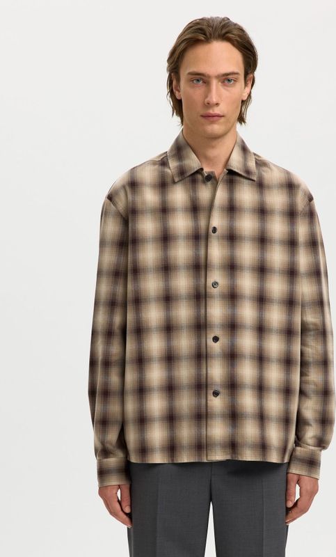 SELECTED Overhemd  bruin / chocoladebruin / cappuccino