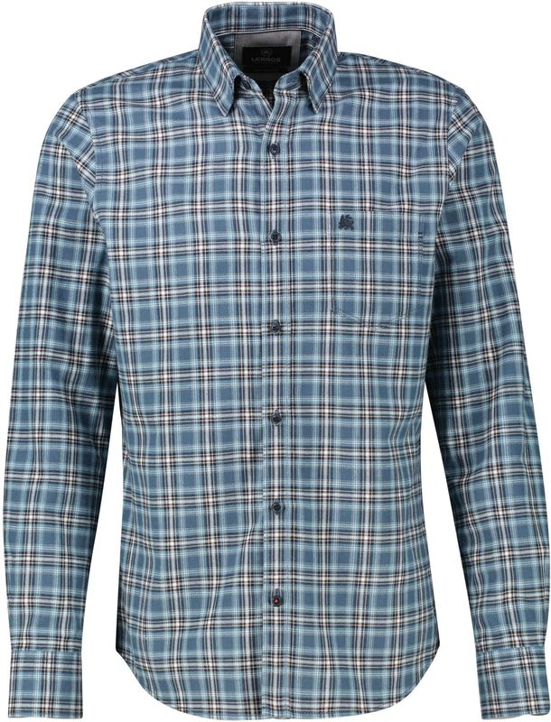Lerros - Flanellen Geruit Overhemd - Storm Blue - Heren
