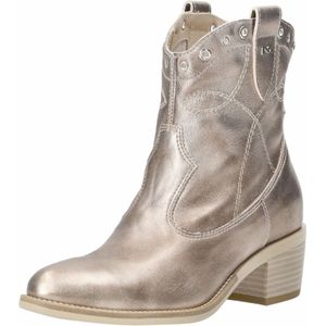 Enkellaarsjes - Effen - Leer - Metallic Look - Blokhak