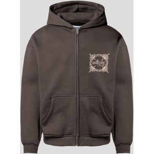 Multiply Apparel Sweatvest 'Regalia'  beige / donkerbruin