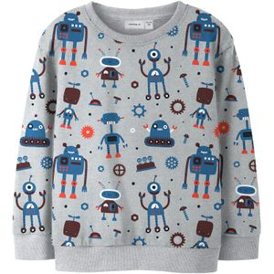 NAME IT Sweatshirt 'NMMTINO'  donkerblauw / chocoladebruin / lichtgrijs / zwart