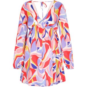 IZIA Jurk 'Fashion Look'  geel / lichtlila / rood / wit