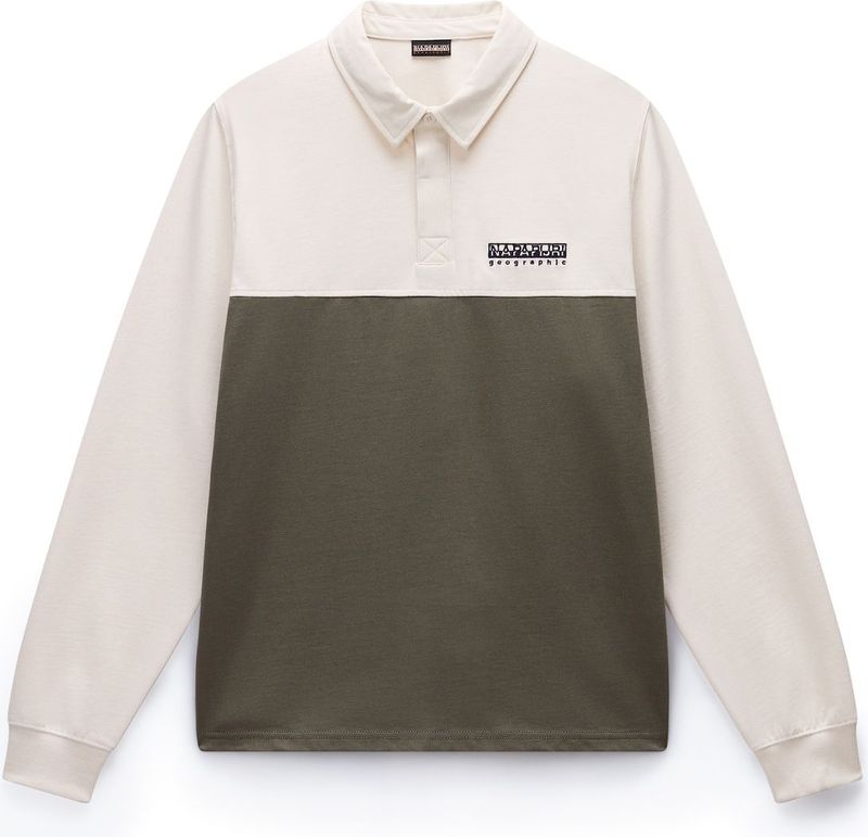 NAPAPIJRI Shirt 'Mont'  lichtbeige / olijfgroen / zwart