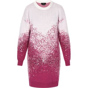 faina Gebreide jurk  magenta / zilver / wolwit