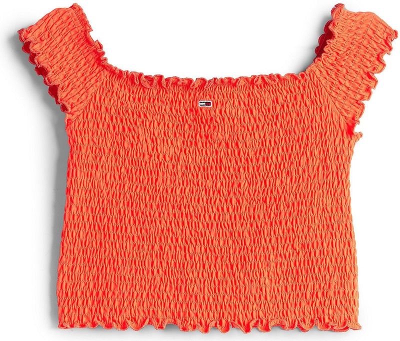 Tommy Jeans - Top - Oranjerood - Carmen Hals - Slanke Pasvorm