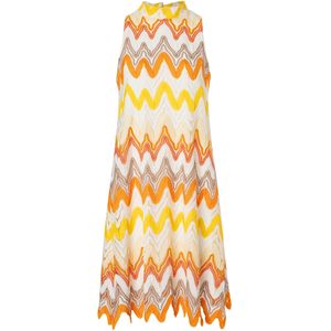 Ana Alcazar Gebreide jurk 'Zitola'  bruin / geel / oranje / wit