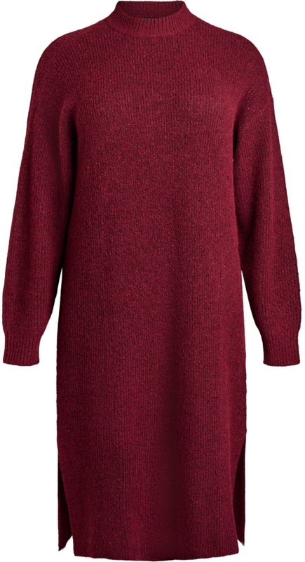 Zizzi - Cavilma - Gebreide Jurk - Rood Gemêleerd - 3/4 Lengte