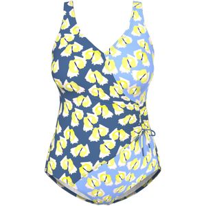 Ulla Popken Badpak  blauw / lichtblauw / geel