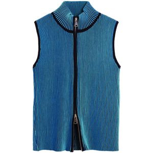 Desigual - Shirt - Blauw - Gestreept - Mouwloos - Normale Pasvorm