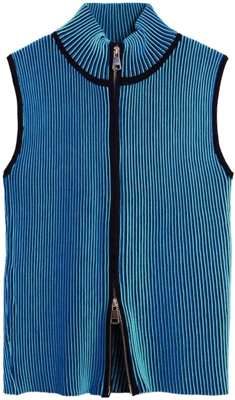 Desigual - Shirt - Blauw - Gestreept - Mouwloos - Normale Pasvorm