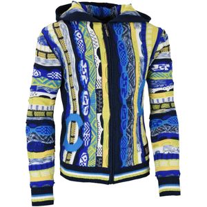 Carlo Colucci Gebreid vest 'Castaldo'  navy / geel / groen / wit