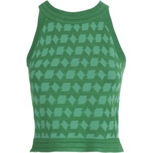 Influencer Gebreide top  groen / lichtgroen