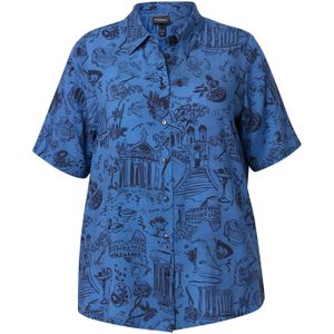 Ulla Popken Blouse  kobaltblauw / zwart