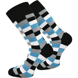 normani Sokken 'Square'  turquoise / grijs / zwart / wit