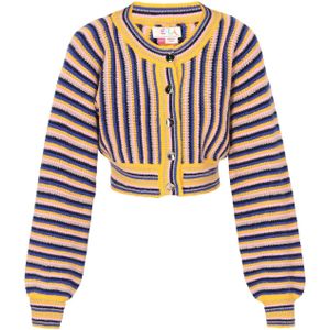 IZIA Gebreid vest  navy / geel / rosa / zilver