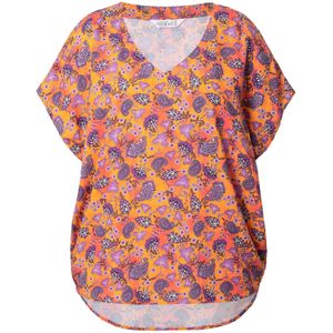 Studio Untold Blouse  donkerlila / oranje / neonoranje