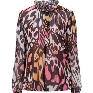 Marc Cain Blouse  chocoladebruin / oranje / pitaja roze / wit