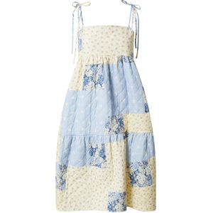 EDITED Jurk 'Delila'  beige / crème / marine / lichtblauw