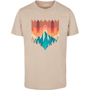 F4NT4STIC Shirt 'Berg Sonnenuntergang'  beige / smaragd / oranje / rood